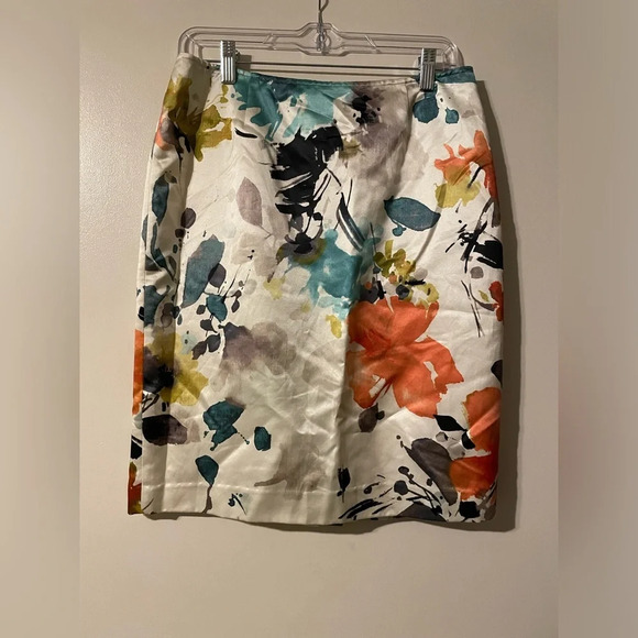 Jones New York Silk Blend Multicolor Abstract Print Pencil Skirt Size 8 - Picture 1 of 7